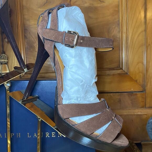 Ralph Lauren Fall ‘15 Collection Brown Suede Jenica Stiletto Sandal Look 20 & 21 - Picture 12 of 16